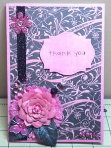 Pink and Black Thank You Card