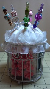 Stick Pins and Altered Bird Cage Holder