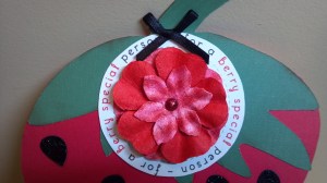 Strawberry Shaped Birthday Card - Close Up Sentiment