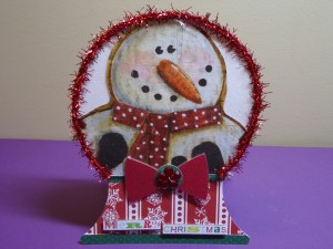 Snowman Snow Globe Shaped Christmas Card