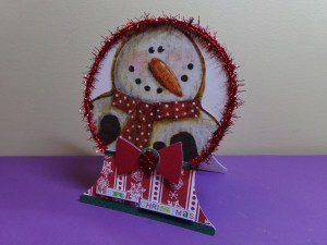 Snowman Snow Globe Shaped Christmas Card Angled View
