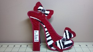 Red and Zebra High Heel Shoe Birthday Card