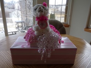 Present Wrapped By Hubby Using Customized Tag and Flowers From My Crafting Stash