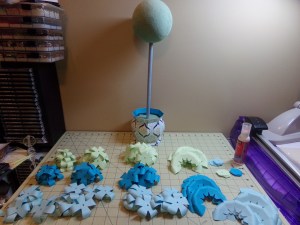 Assorted Crowns Topiary Centerpiece In the Works